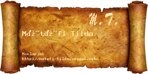 Mátéfi Tilda névjegykártya